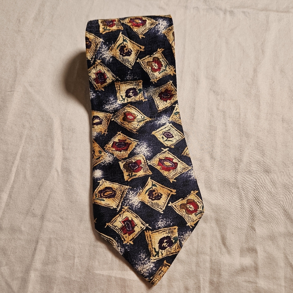 Ferrell Reed for Nordstrom 100% Silk Tie Made in US Abstract Floral Print